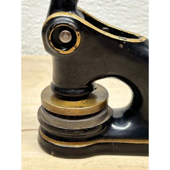 Antique Parker Cast Iron Etna Casualty & Surety Company Push Seal Emboser Stamp